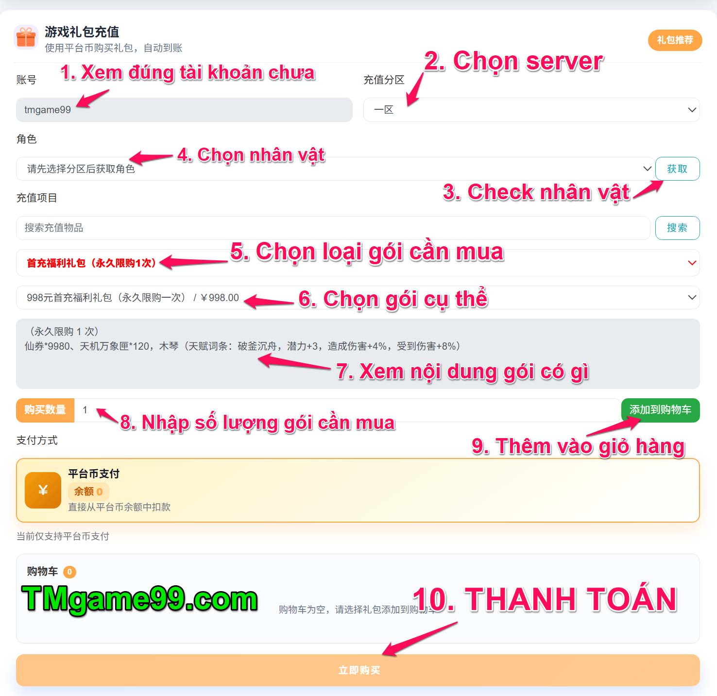 Tmgame99 Huong Dan Mua Goi Game Ngoai